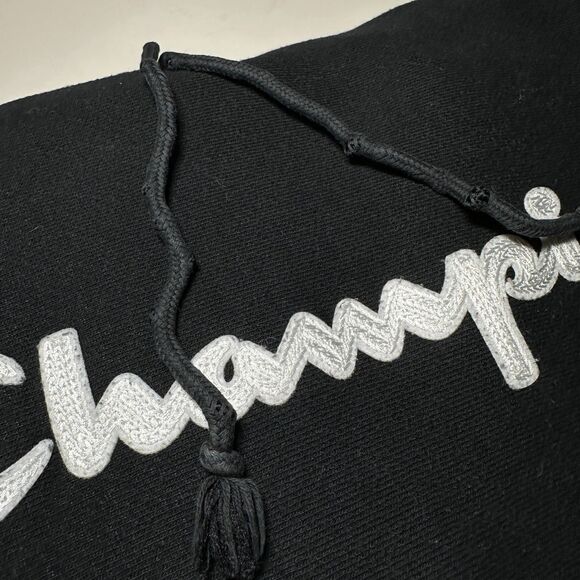 VTG Champion Premium Reverse Weave Hoodie Large Black Heavyweight Streetwear - Picture 5 of 10